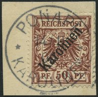 KAROLINEN 6I BrfStk, 1899, 50 Pf. Diagonaler Aufdruck, Prachtbriefstück, Gepr. Dr. Lantelme, Mi. (1800.-) - Carolines