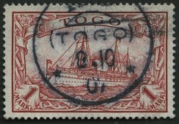 TOGO 16I O, 1900, 1 M Rot Mit Abart Wolke Zwischen Halteseilen Des Ersten Mastes, Etwas Unsauberer Stempel HO, Pracht, G - Togo