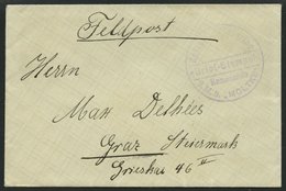 MSP VON 1914 - 1918 (Großer Kreuzer MOLTKE), 1914, Violetter Briefstempel, Feldpostbrief Von Bord Der Moltke, Pracht - Marittimi