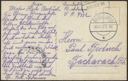 LETTLAND 77. Reserve-Division, 10.12.17, Mit Stummem Stempel DEUTSCHE FELDPOST * Auf Ansichtskarte (Riga-Deutsches Stadt - Latvia