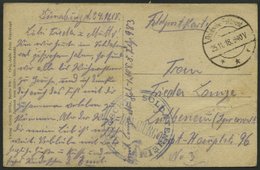 DT. FP IM BALTIKUM 1914/18 Deutsches Soldatenheim Dünaburg, Blauer K2, Mit Tarnstempel DEUTSCHE FELDPOST ***, Spätes Dat - Lettonia