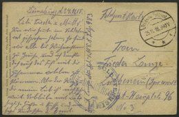 DT. FP IM BALTIKUM 1914/18 Deutsches Soldatenheim Dünaburg, Blauer K2, Mit Tarnstempel DEUTSCHE FELDPOST ***, Spätes Dat - Letonia