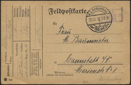 DT. FP IM BALTIKUM 1914/18 K.D. FELDPOSTEXP. DER 105. INF. DIV. A, 27.12.16, Auf Feldpost-Vordruckkarte Nach Cannstatt,  - Latvia