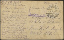 LETTLAND 1298 BRIEF, K.D. FELDPOSTEXP. 76. RESERVE DIV. B, 8.8.16, Auf Ansichtskarte (Schwefelbad In Kurland-Dorfstraße) - Letonia