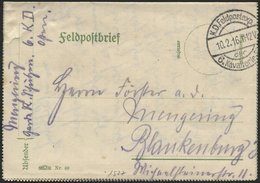 LETTLAND 1527 BRIEF, K.D. FELDPOSTEXP. DER 6. KAVALLERIE-DIV., 10.2.16, Auf Feldpostbrief Nach Blankenburg/Harz Mit Feld - Lettonia