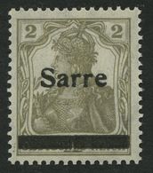 SAARGEBIET 1IIA **, 1920, 2 Pf. Gelbgrau, Type II, In Der Mitte Senkrecht Geteilter Balken, Pracht, Fotoattest Burger, M - Otros & Sin Clasificación