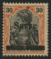 SAARGEBIET 10yIA *, 1920, 30 Pf. Dunkelrotorange/schwarz Auf Orangeweiß, Type I, In Der Mitte Senkrecht Geteilter Balken - Otros & Sin Clasificación