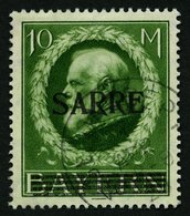 SAARGEBIET 31 O, 1920, 10 M. Bayern-Sarre, Pracht, Gepr. Burger, Mi. 320.- - Sonstige & Ohne Zuordnung
