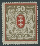 FREIE STADT DANZIG 100Xa **, 1922, 50 M. Rot, Wz. 2X, Pracht, Mi. 260.- - Altri & Non Classificati