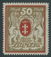FREIE STADT DANZIG 100Xa **, 1922, 50 M. Rot, Wz. 2X, Pracht, Mi. 260.- - Sonstige & Ohne Zuordnung