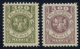 MEMELGEBIET 147,149 **, 1923, 300 M. Oliv Und 500 M. Graulila, Postfrisch, 2 Prachtwerte, Mi. 180.- - Memelland 1923
