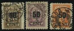 MEMELGEBIET 198-200 O, 1923, 50 C. Auf 300 M. - 50 C. Auf 500 M., 3 Werte Feinst/Pracht, Kurzbefund Huylmans, Mi. 75.- - Memel (Klaipeda) 1923