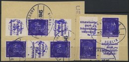 FREDERSDORF S 286-89 BrfStk, 1945, Hitler A14.3. + 6, A14.3 + 6 + A14.3, 6 + 14.3 Und 6 + A14.3 + 6 Auf Briefstücken Mit - Private & Local Mails