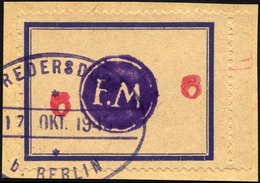 FREDERSDORF Sp 171FI BrfStk, 1945, 6 Pf., Rahmengröße 43x31.5 Mm, Große Wertziffern, Mit Abart Wertziffern Seitlich, Pra - Correos Privados & Locales