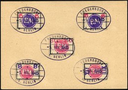 FREDERSDORF Sp 226-30 BrfStk, 1945, 5 - 30 Pf., Rahmengröße 28x19 Mm, Große Wertziffern, XII Pf. Eine Runde Ecke Sonst P - Posta Privata & Locale