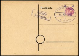 FREDERSDORF PA 02b BRIEF, 1945, Ganzsachenkarte 6 Pf. (FM Rosa Und Wertziffer Violett), Blanko Gestempelt, Pracht, R!, F - Private & Lokale Post