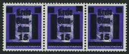 GLAUCHAU 5aDDI **, 1945, 15 Auf 6 Pf. Lebhaftblauviolett Doppelaufdruck Im Waagerechten Dreierstreifen, Ein Wert Mit Aba - Privatpost