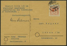 GÖRLITZ 3U BRIEF, 1945, 8 Pf. Rotorange, Graues Papier, Ungezähnt, Prachtbrief, R! - Private & Local Mails
