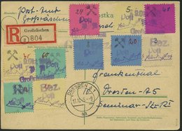 GROSSRÄSCHEN 11b BRIEF, 1945, 40 Pf. Auf Karminlila, Unterrandstück, Mit Zusatzfrankatur Auf überfrankierter Einschreibk - Privatpost