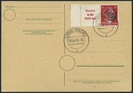 LÖBAU W 157 BRIEF, 1945, Hitler A15.2 + 12 Auf Leer Gestempelter Karte, Pracht, Gepr. Zierer (als Briefstück Signiert) - Correos Privados & Locales