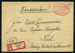 ALL. BES. GEBÜHR BEZAHLT HANNOVER-LINDEN Gebühr Bezahlt, 1.9.45, Roter Ellipsenstempel, Handschriftlich 42, Auf Einschre - Sonstige & Ohne Zuordnung