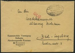 ALL. BES. GEBÜHR BEZAHLT KONSTANZ Gebühr Bezahlt, 11.5.48, Ellipsenstempel, Roter L1 024Ab Prachtbrief - Otros & Sin Clasificación