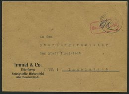 ALL. BES. GEBÜHR BEZAHLT NEUSTADT LAND, 29.1.46, Roter R1 Gebühr Bezahlt, Prachtbrief - Other & Unclassified