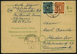 ALLIIERTE BES. 923,925 BRIEF, 1946, 16 Pf. Schwärzlichopalgrün Und 24 Pf. Braunorange Auf 6 Pf. Ganzsachenkarte (P 783)  - Altri & Non Classificati