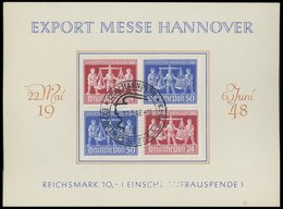 ALLIIERTE BES. V Zd 2 BrfStk, 1948, Exportmesse Im Viererblock Auf Schmuckblatt Mit Ersttag-Sonderstempel, Pracht, Kurzb - Sonstige & Ohne Zuordnung