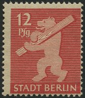 BERLIN UND BRANDENBURG 5AAwax **, 1945, 12 Pf. Mittelkarminrot, Graurosa Papier, Glatte Gummierung, Pracht, Gepr. Zierer - Sonstige & Ohne Zuordnung