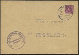 MECKLENBURG-VORPOMMERN 9b BRIEF, 1946, 6 Pf. Dunkelpupur, Einzelfrankatur Auf Ortspostkarte Des Kirchensteuerates LUDWIG - Andere & Zonder Classificatie