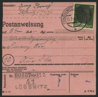 SÄCHSISCHE SCHWÄRZUNGEN AP 794I BRIEF, LÖSSNITZ, 20 Pf. Auf Postanweisung, Zugeklebte Lochung, Pracht, Signiert - Sonstige & Ohne Zuordnung