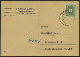 OST-SACHSEN 57a BRIEF, 1945, 5 Pf. Dunkelgrün Auf Ortspostkarte, Pracht - Autres & Non Classés