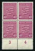 PROVINZ SACHSEN 84Xa VB **, 1945, 40 Pf. Dunkellilarosa, Wz. 1X, Im Unterrandviererblock, Dabei Plattenfehler I, Pracht, - Altri & Non Classificati