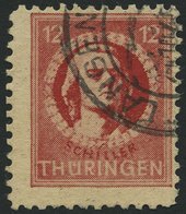 THÜRINGEN 97AXav O, 1945, 12 Pf. Karminrot, Vollgummierung, Gefasertes Papier, Pracht, RR!, Fotoattest Schulz, Mi. 1000. - Otros & Sin Clasificación