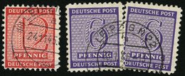 WEST-SACHSEN 122/3X O, 1945, 8 (2x) Und 12 Pf. Versuchszähnung, 3 Prachtwerte, Gepr. Dr. Jasch, Mi. 135.- - Autres & Non Classés