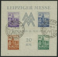 WEST-SACHSEN Bl. 5Ya O, 1946, Block Leipziger Messe, Wz. 1Y, Type VI, Sonderstempel, Pracht, Mi. 350.- - Altri & Non Classificati