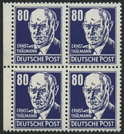 DDR 339PFIV **, 1952, 80 Pf. Thälmann Mit Plattenfehler T Von Post Rechts Spitz Und Weiße Einfassungslinie Rechts Vereng - Used Stamps