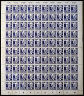 DDR 339vaXI **, 1952, 80 Pf. Thälmann, Gestrichenes Papier, Wz. 2XI, Im Bogen (100), Dabei 2x Plattenfehler 339PFIII (Fe - Usados