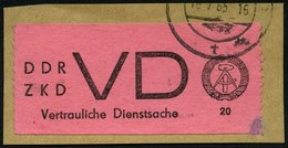 DIENSTMARKEN D VD 2 BrfStk, 1965, 20 Pf. Schwarz Auf Hellilarosa Auf Briefstück, Rechte Untere Ecke Defekt, Feinst, Mi.  - Otros & Sin Clasificación