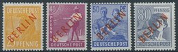 BERLIN 27,29,30,32 *, 1949, 25, 40, 50 Und 80 Pf. Rotaufdruck, Falzrest, 4 Prachtwerte, Gepr. D. Schlegel, Mi. 165.- - Altri & Non Classificati