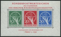 BERLIN Bl. 1II **, 1949, Block Währungsgeschädigte, Beide Abarten, Pracht, R!, Mi. 2500.- - Autres & Non Classés