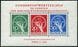 BERLIN Bl. 1II *, 1949, Block Währungsgeschädigte, Beide Abarten, Pracht, Gepr. Lippschütz, Mi. 1000.- - Andere & Zonder Classificatie