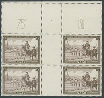 SAARLAND 305ZW VB **, 1951, 15 Fr. Tag Der Briefmarke, 2 Zwischenstegpaare Im Viererblock, Oberrandstück, Postfrisch, Pr - Other & Unclassified