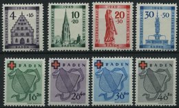 BADEN 38-45A *, 1949, Wiederaufbau Und Rotes Kreuz, Falzrest, 2 Prachtsätze, Mi. 75.- - Otros & Sin Clasificación