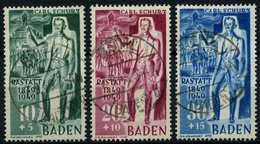 BADEN 50-52 O, 1949, Schurz, Prachtsatz, Endwert Gepr. Schlegel, Mi. 110.- - Altri & Non Classificati