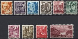 RHEINLAND PFALZ 32-41 **, 1948, Freimarken, Ohne Währungsangabe, Prachtsatz, Mi. 150.- - Autres & Non Classés