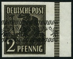 AMERIK. U. BRITISCHE ZONE 36IU **, 1948, 2 Pf. Bandaufdruck, Ungezähnt, Randstück, Pracht, Gepr. Schlegel, Mi. 200.- - Otros & Sin Clasificación