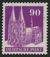 AMERIK. U. BRITISCHE ZONE 96IIIWA **, 1949, 90 Pf. Lilapurpur, Type III, Gezähnt K 14:141/4, Pracht, Mi. 220.- - Sonstige & Ohne Zuordnung