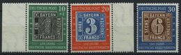 BUNDESREPUBLIK 113-15 **, 1949, 100 Jahre Briefmarken, Prachtsatz, Mi. 100.- - Usati